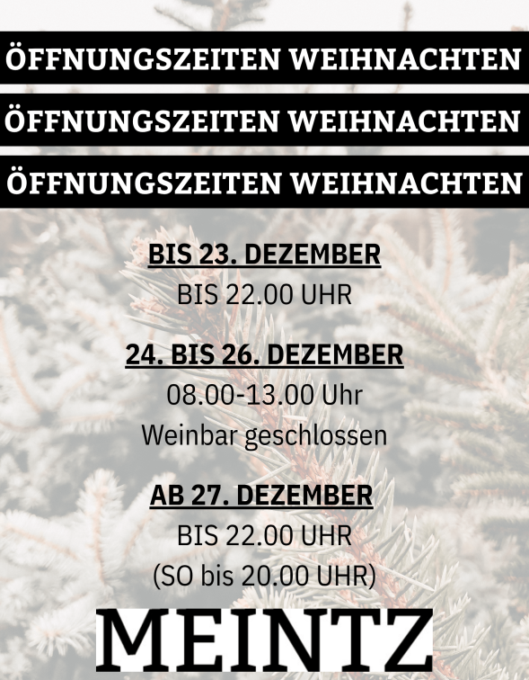 Öffnungszeiten Weihnachten